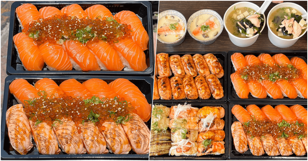 【渣壽司】高雄必吃超大顆的炙燒鮭魚壽司，干貝、比目魚壽司也超讚！