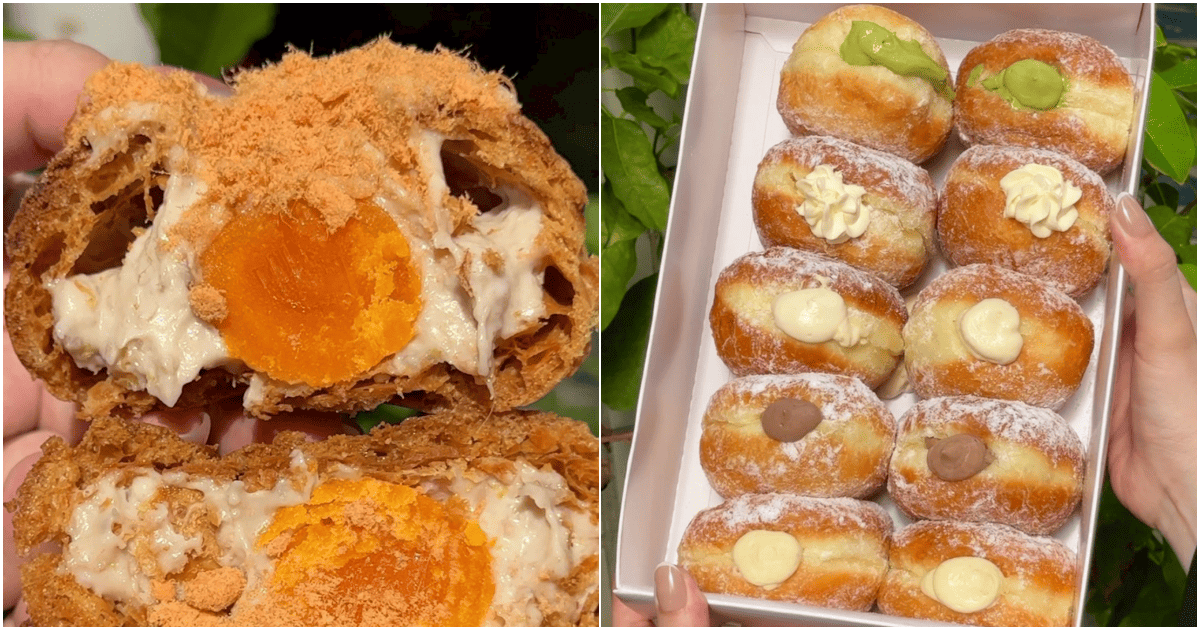 【倉熊手作甜點】高雄巨蛋附近爆餡生甜甜圈、鹹蛋黃泡芙！價位見文末